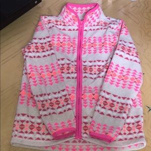 Fleece pink tribal pattern zip